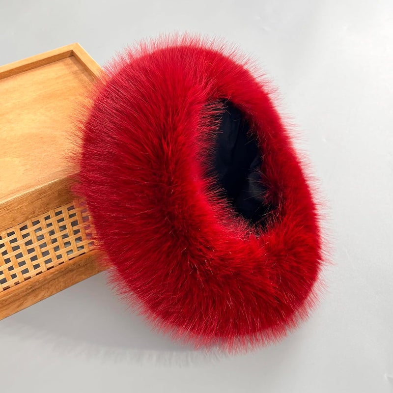 Roniky Women's Faux Fur Headband with Stretch Earwarmer, Winter ski Headband - Image 2